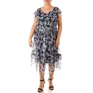 Gabby Skye plus size floral ruffled midi dress